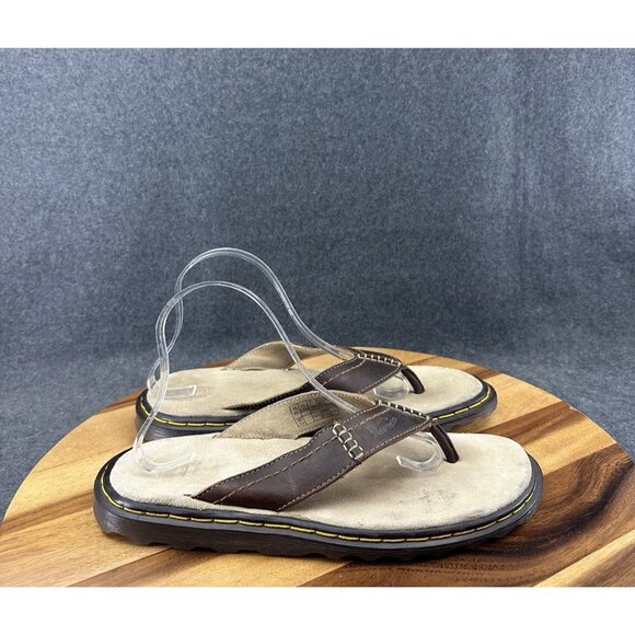 Rare Dr. Doc Martens 8883 US 11/45/UK 10 Brown Leather Sandals/Flip Flops/Tongs - Picture 1 of 7